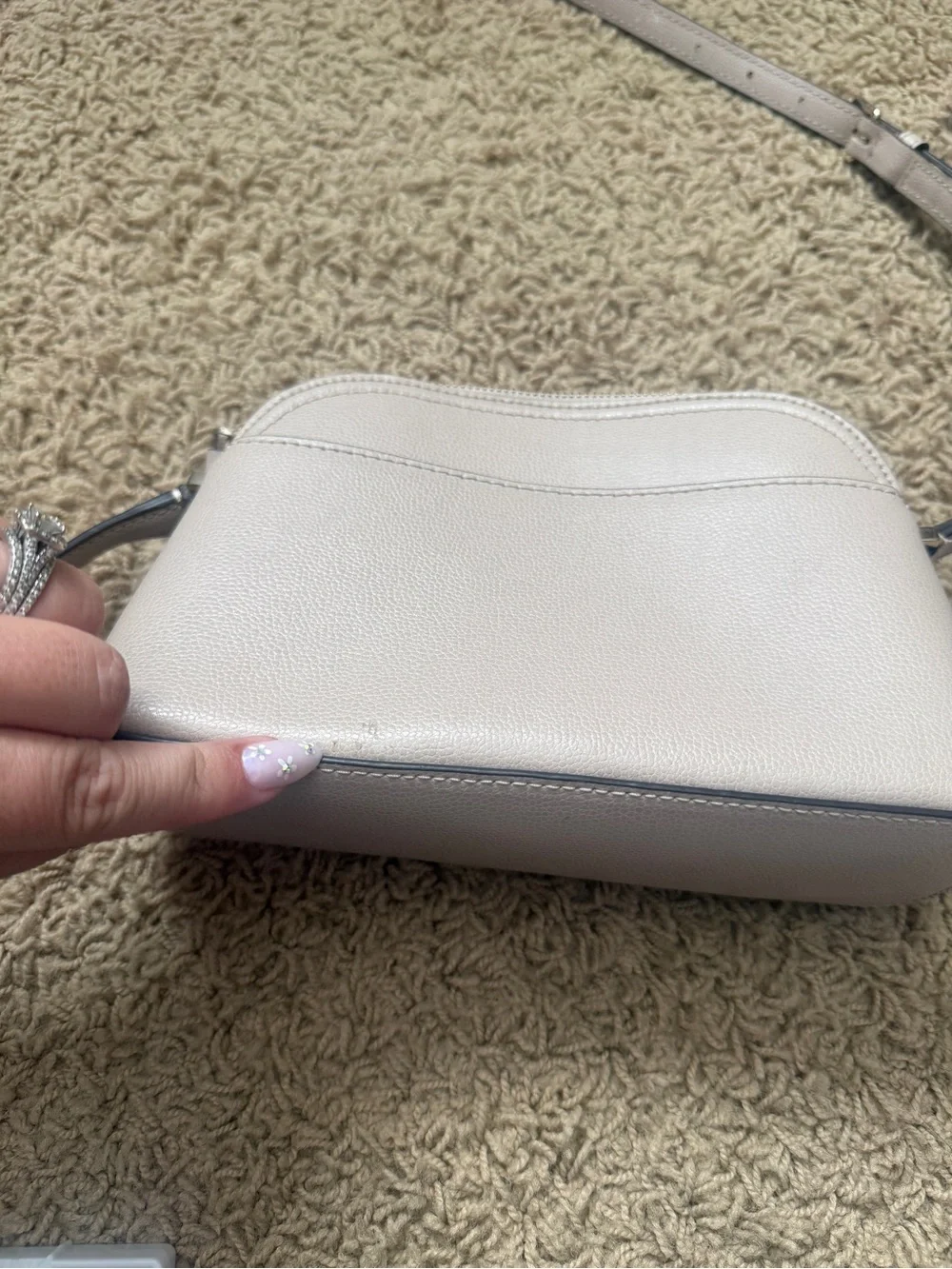 kate spade pebble leather dome crossbody in light taupe